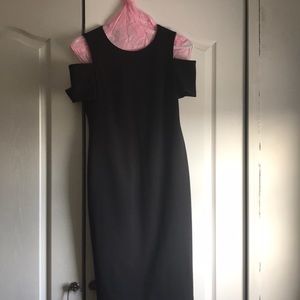 Black Calvin Klein cold shoulder cut out dress